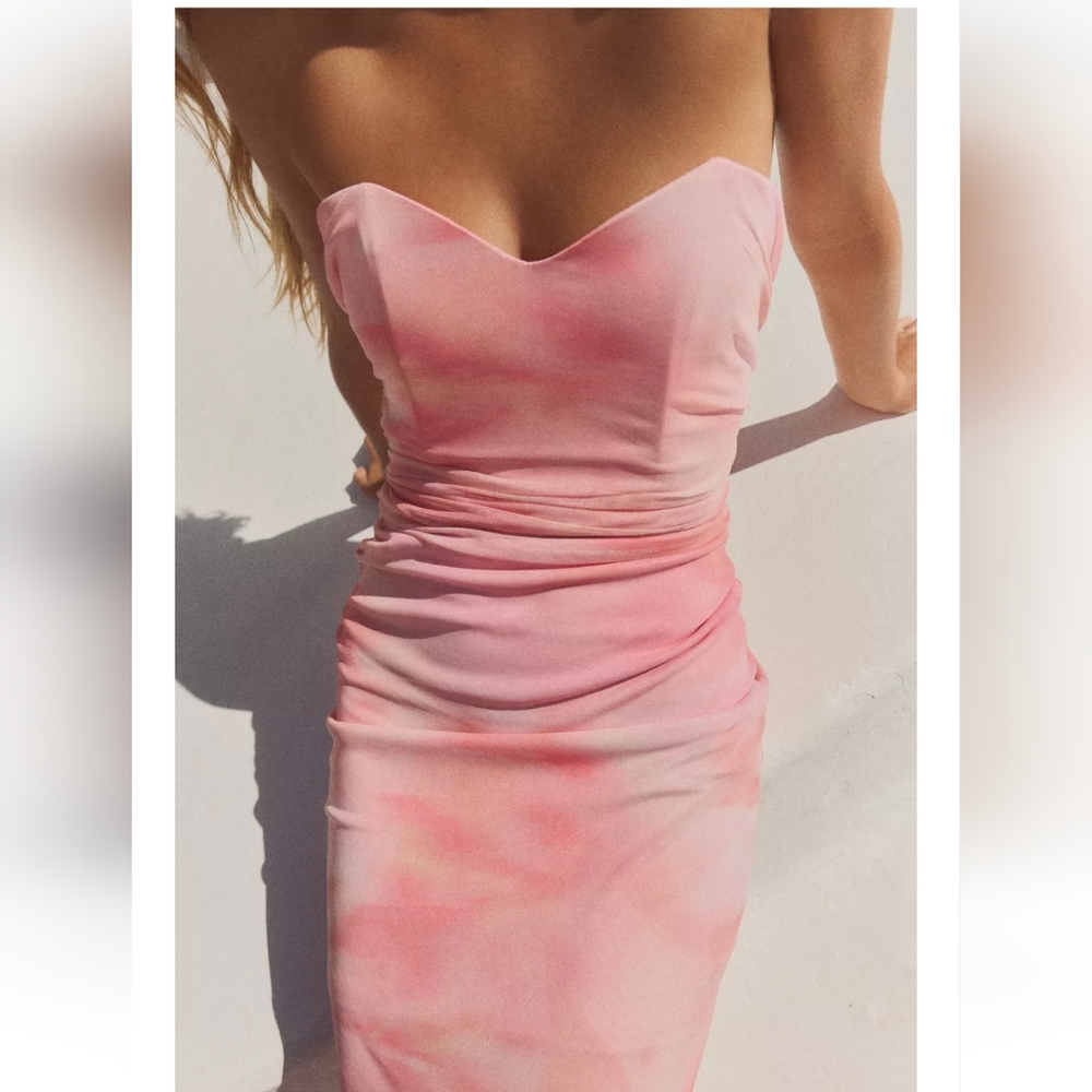 STRAPLESS PRINTED TULLE DRESS - Picture 3 of 6